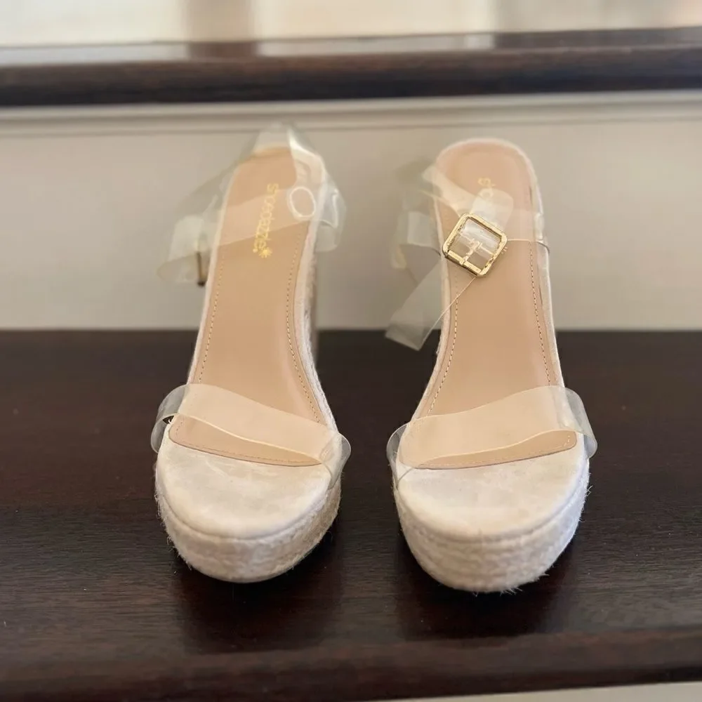 Clear Strap Wedges - Like New